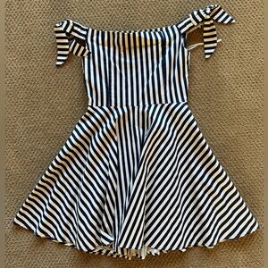 navy and white striped dress